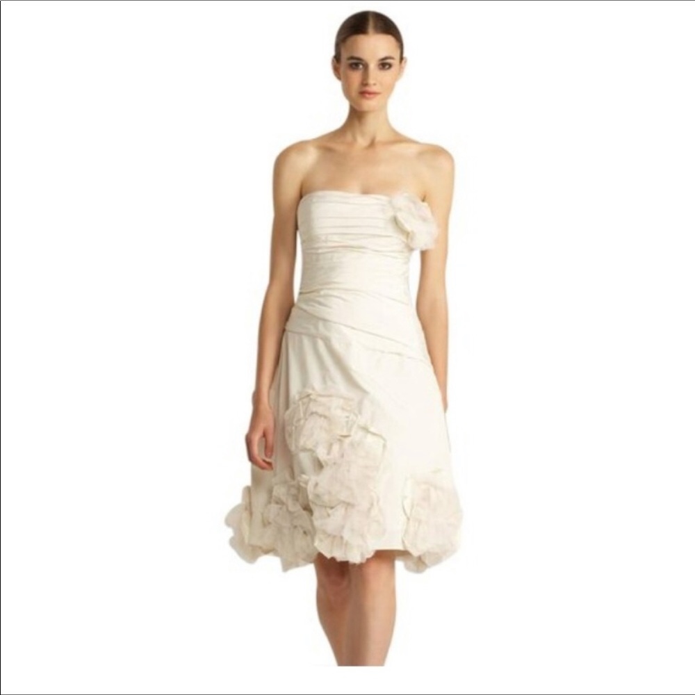 BCBG TULLE 3D Floral Short wedding Dress Bridal 2